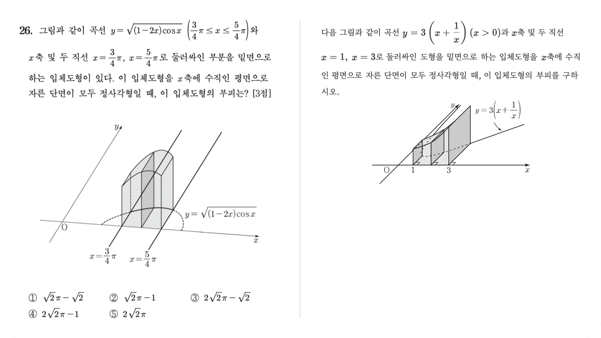 2023학년도 수능 확률과 통계 28번 문항과 수학대왕 확률과 통계 문항 이미지